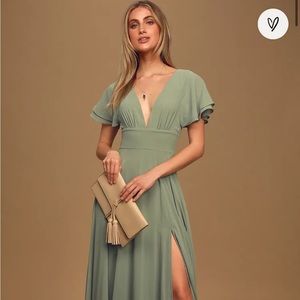 Sage Flutter Sleeve Maxi Dress